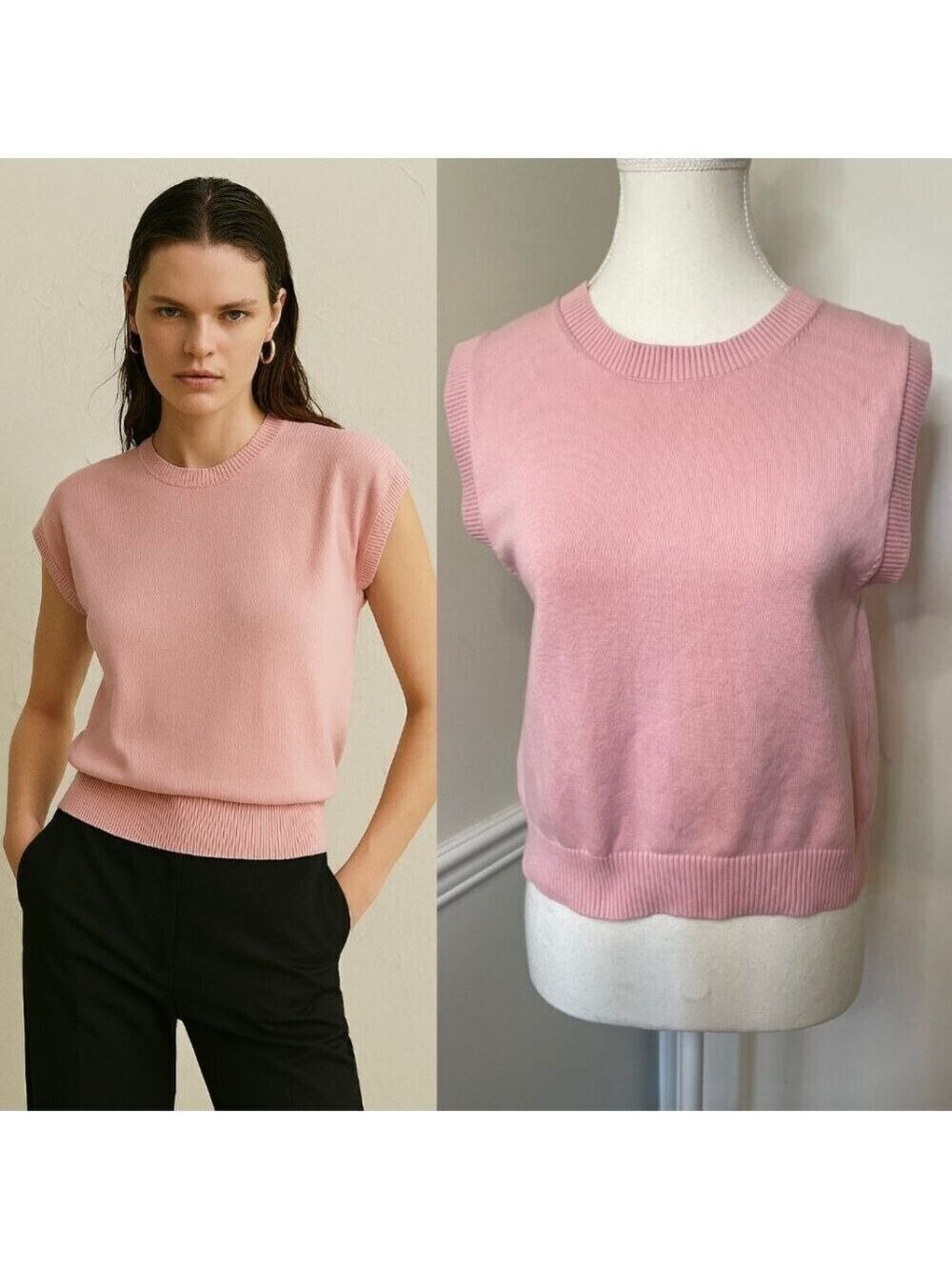 Zara Sleeveless Crew Neck Sweater Vest S